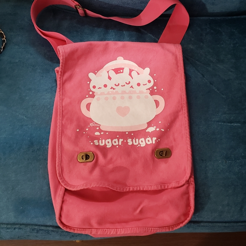 Adorable bunnies pink messenger bag